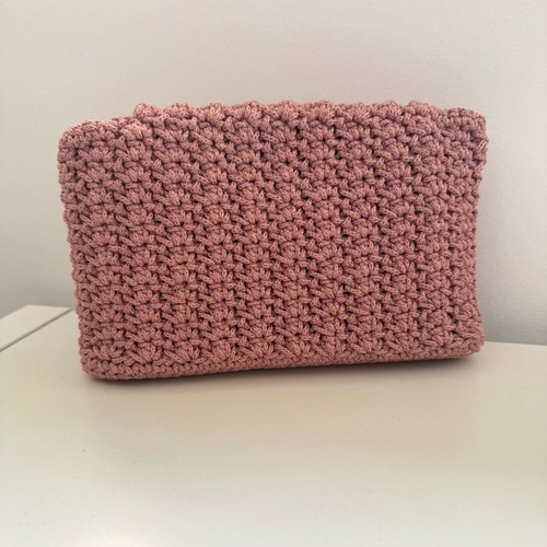 Handmade knitted clutch bag new pink salmon