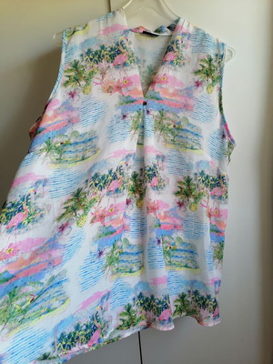 Laura Torelli blouse with flamingo design XXL new, multicolor