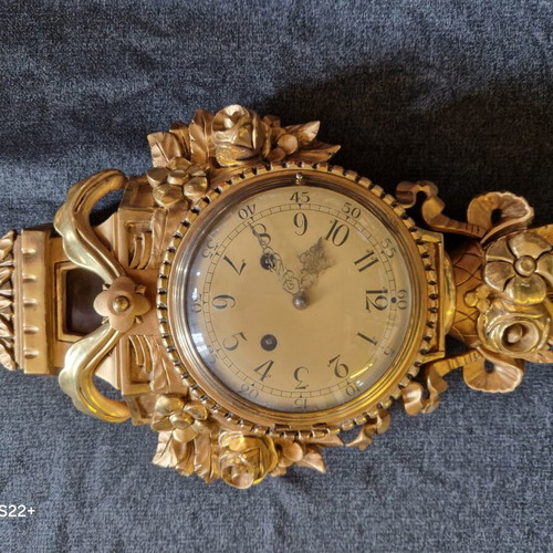 Swedish Wooden Replica Rokoko Wall Clock used