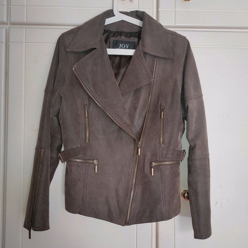 Leather jacket motorcycle style like new, brown, size L