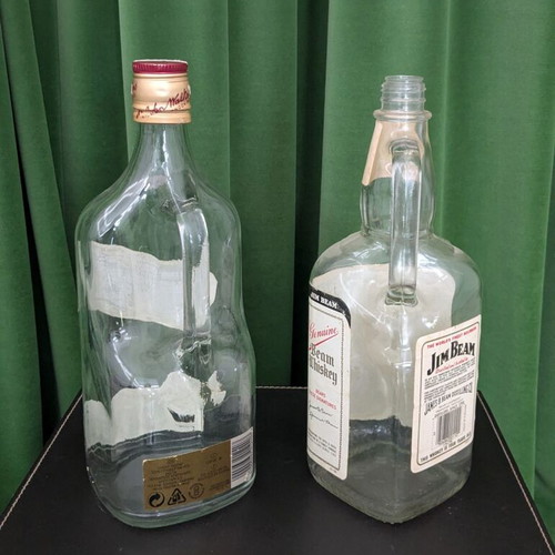 Collectible Johnnie Walker Red Label 2L and Jim Beam 1.75L bottles used