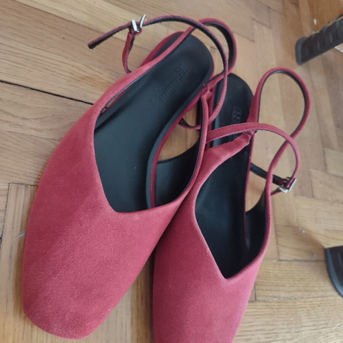 Pull & Bear leather slingback ballerinas, size 39, red