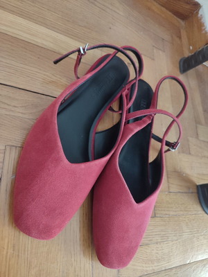 Pull & Bear leather slingback ballerinas, size 39, red