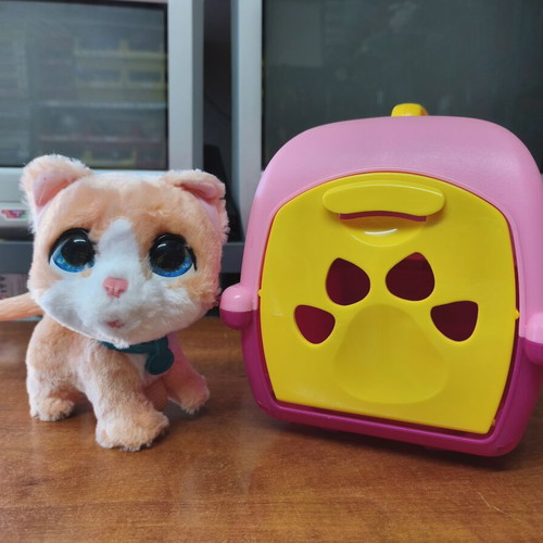 Fur Real Walkalots Peach Kitty Cat used with carrier