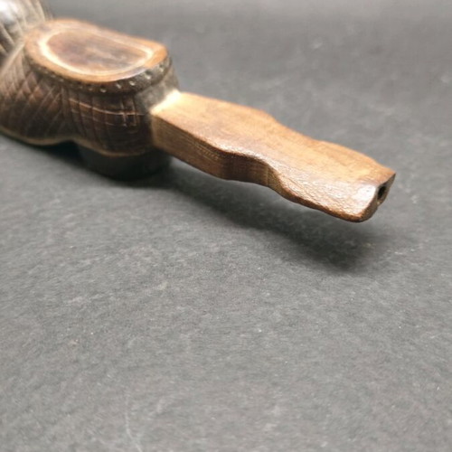 Wooden smoking pipe vintage used in tsarouchi shape