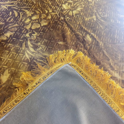 Vintage velvet tablecloth with fringes mustard like new