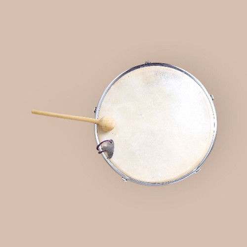 Tambourine with natural leather and key 20cm new, wood leather
