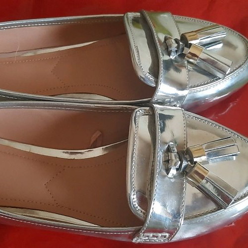 Παπούτσια loafers Zara ασημί μεταχειρισμένα, νούμερο 36