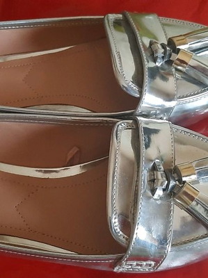 Παπούτσια loafers Zara ασημί μεταχειρισμένα, νούμερο 36