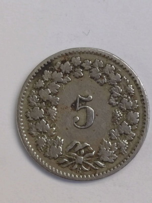 5 Rappen 1909 Switzerland like new, copper-nickel