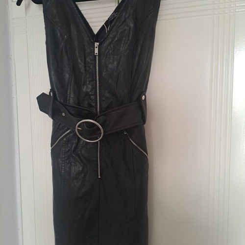 Bershka leather dress black like new with silver details mini