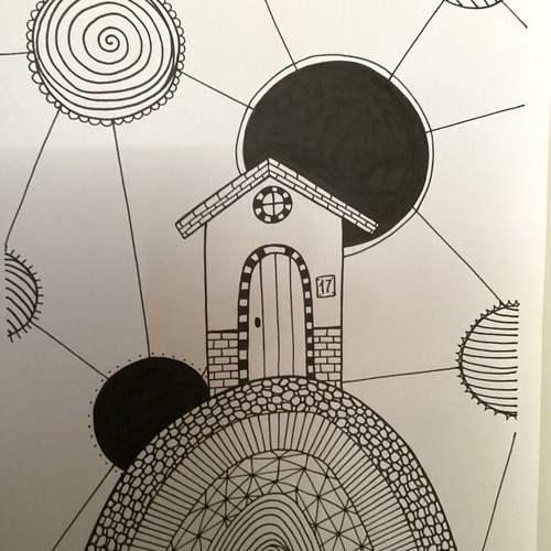House n17 sketch new, handmade on Bristol paper 35x23.6cm