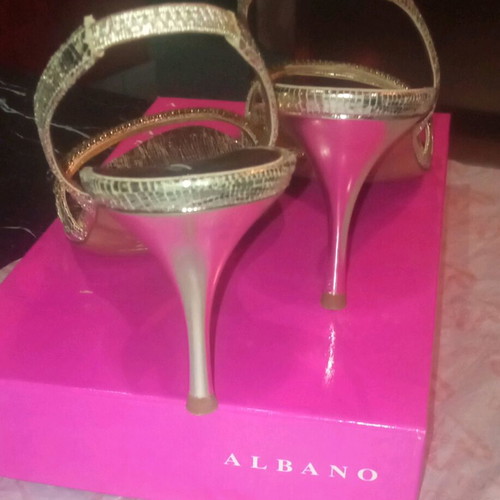 Albano Gold Leather Sandals with Swarovski Size 39 Like New