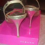 Albano Gold Leather Sandals with Swarovski Size 39 Like New