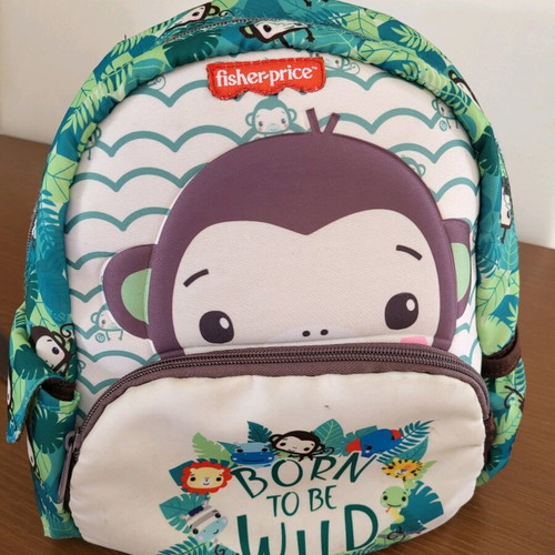 Fisher Price kindergarten backpack with monkey design and lunchbox gift