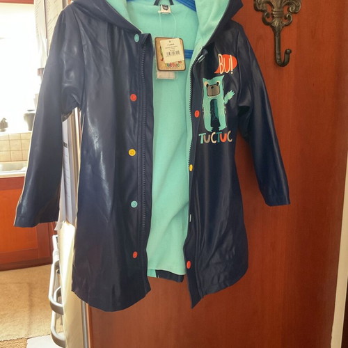 Waterproof jacket with fleece for 3-year-old child blue new