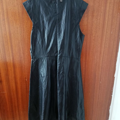 Mini Sleeveless Black Faux-Leather Dress A.L.E. New Size M