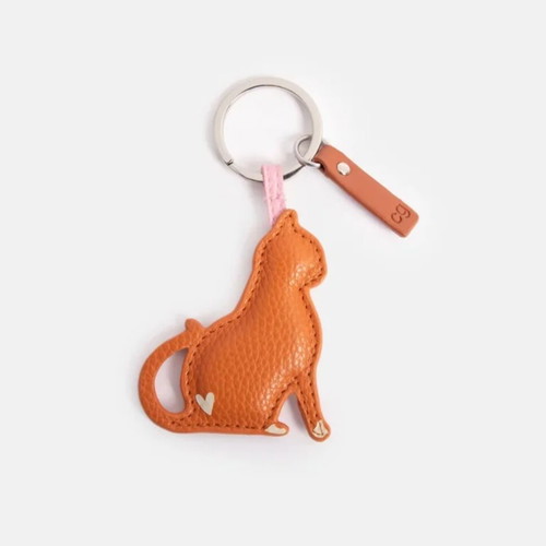 Caroline Gardner Cat Keychain new, orange leatherette