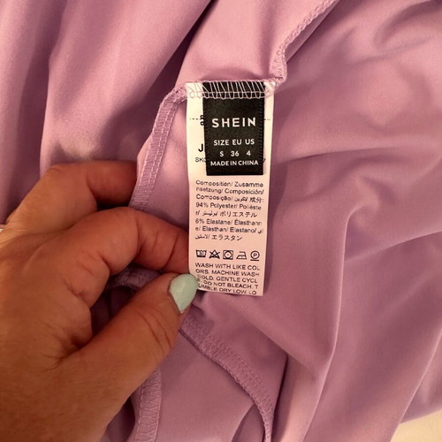 Shein lilac short dress with halter tie and tiered skirt like new
