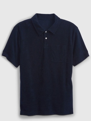 Gap fleece polo shirt with collar and pocket, like new, ultramarine blue, L/XL