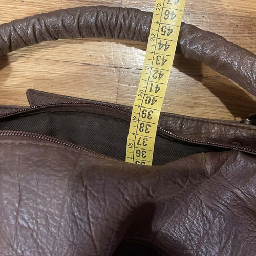 Brown large shoulder bag used, imitation leather