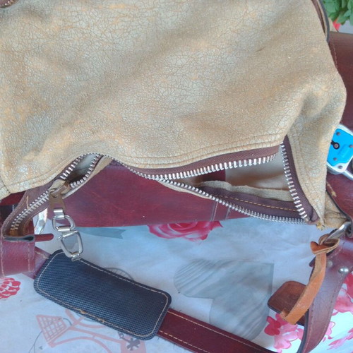 FSFA travel bag used, 80s vintage, brown and beige