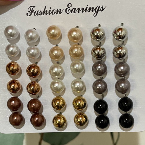Pearl earrings new, pack of 36 pairs multicolor fashion jewelry