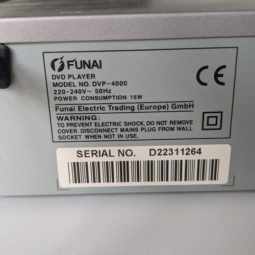 Funai DVP 4000 DVD player used, functional without remote