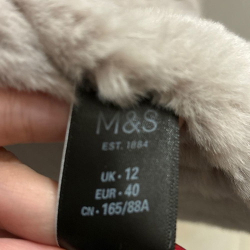 Biker jacket women's grey-pink with fur, very warm, size M-L