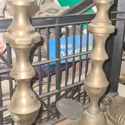 Brass candlesticks used, set of 2, 30 cm height