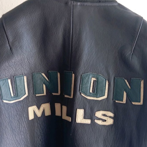 Union Mills Leather Street Bomber Jacket new beige brown