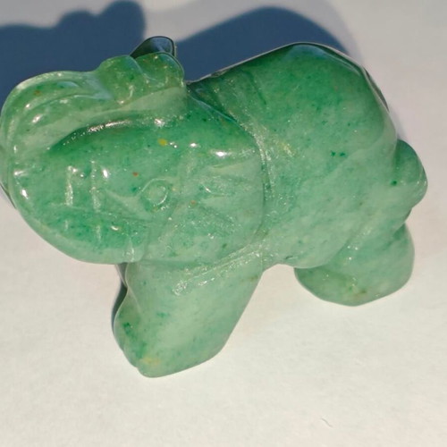 Handmade Elephant Figurine Green Aventurine 3cm like new