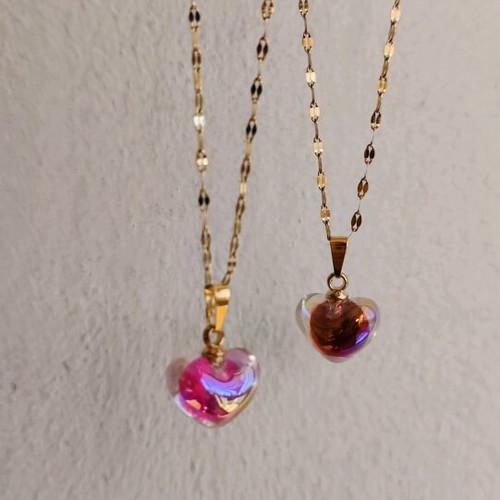 Necklaces transparent hearts new, set of two