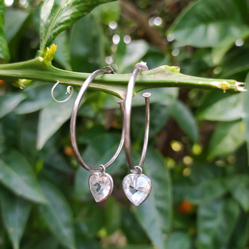 Silver 925 hoop earrings like new with crystal details