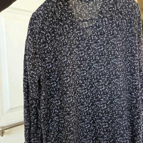Reserved blouse with safety pin print, like new, black and white, size L