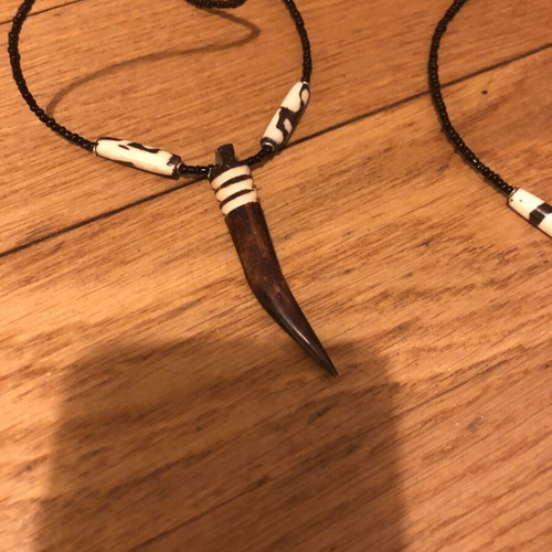 Ethnic handmade necklace set of 3, wood and beads, new
