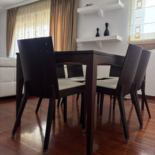 Dining set Bo Concept wenge wood table and six chairs like new