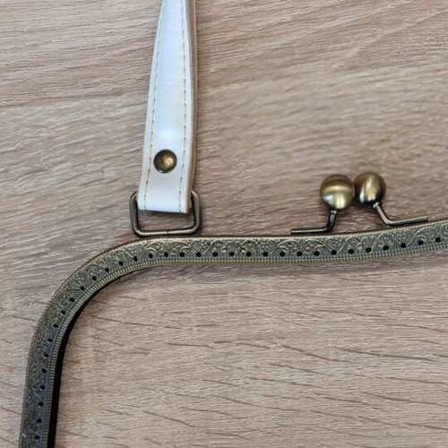 Metal bag frame clasp 27cm with leather handle new