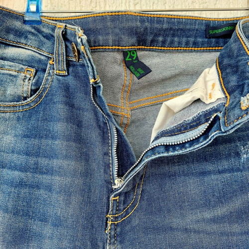Benetton slim blue jeans W29, cotton denim