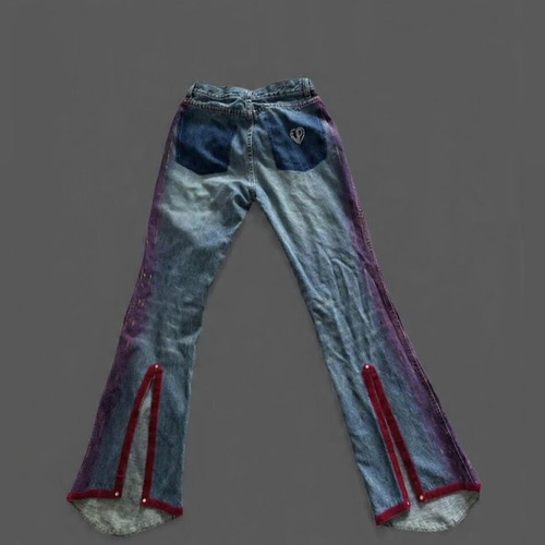 Y2K flare jeans Voyage Passion like new with purple shades and gold details