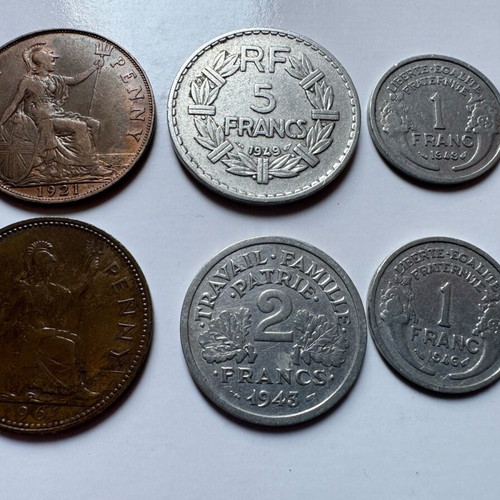Coins from England and France used, pack of 6