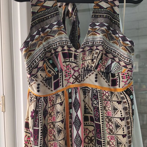Promod halter dress with open back, colorful, size S