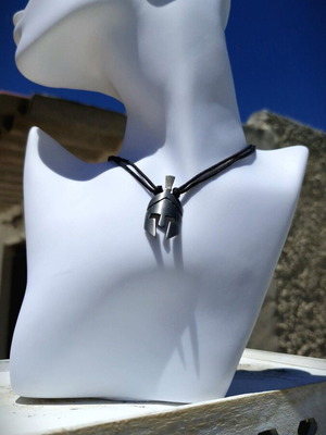 Spartan Helmet Pendant καινούργιο, μαύρο και ασημί οξειδωμένο ασήμι 925