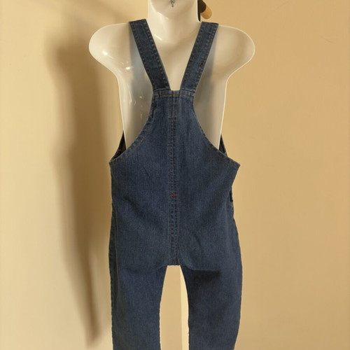 Denim overalls with teddy bear for 2-3 years old, like new