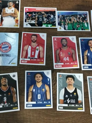 Αυτοκόλλητα EuroLeague 2025-26 καινούργια, 64 τεμάχια με σήματα και παίκτες