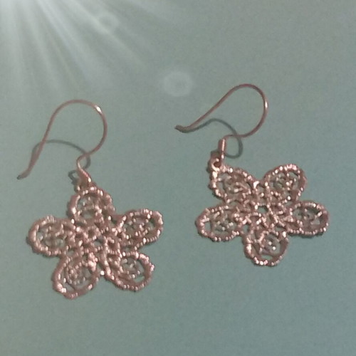 Silver 925 carved flower earrings, handmade