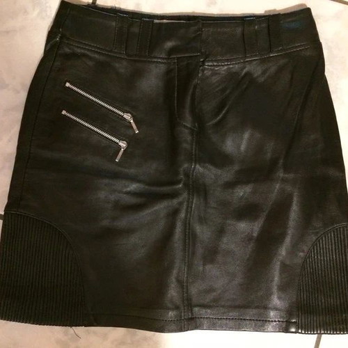 Leather mini skirt lined like new, black, size S