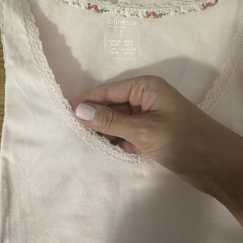 Jolinesse pajama set with floral print, pink, size S