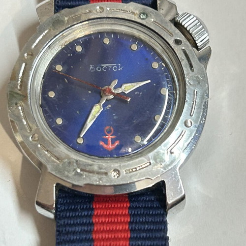 Vostok Cadet mechanical watch used, blue dial, NATO strap