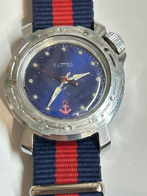 Vostok Cadet mechanical watch used, blue dial, NATO strap
